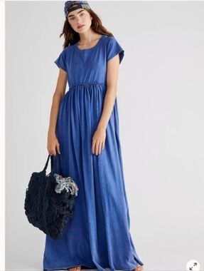 Free People Carissa Blue Tee Maxi Dress Medium